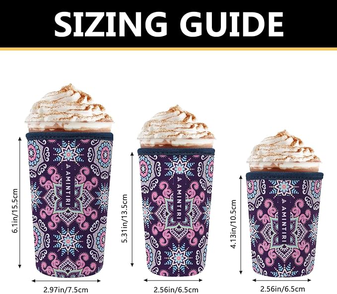 3 Pack Reusable Sleeve for Iced & Hot Drinks Cup, Neoprene Sleeve Compatible - Image 3