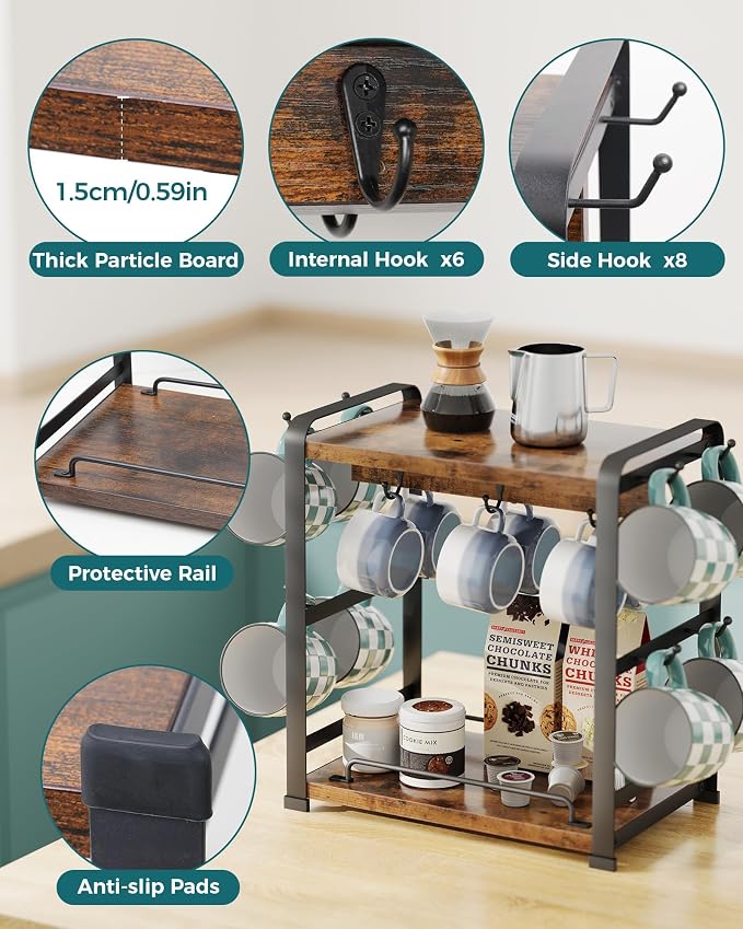 OROPY Wooden Coffee Bar Organizer - Image 4