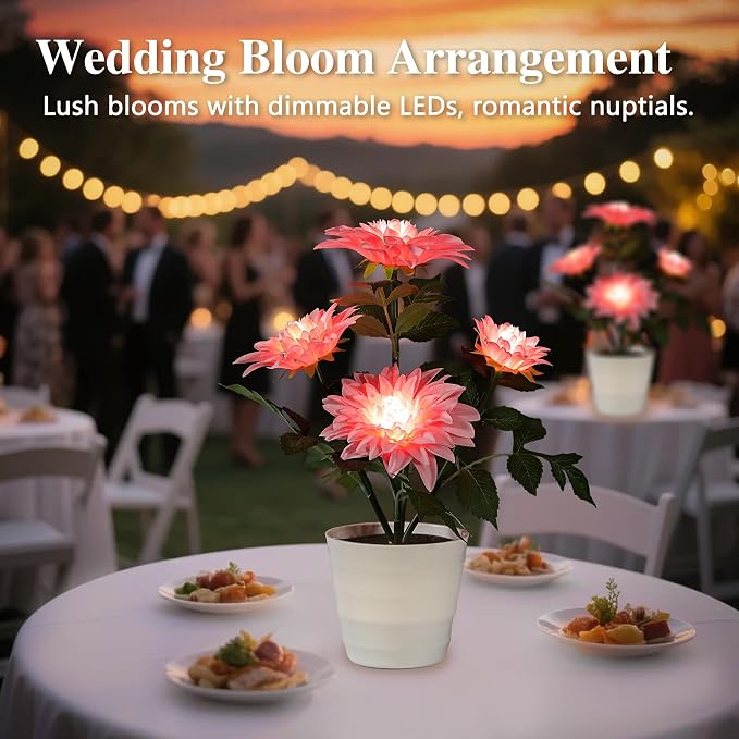 Artificial Pink Dahlia Flower Lamp Light - Image 5