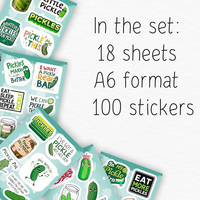 100Pcs Pickle Stickers for Water Bottle and Laptop - Image 2