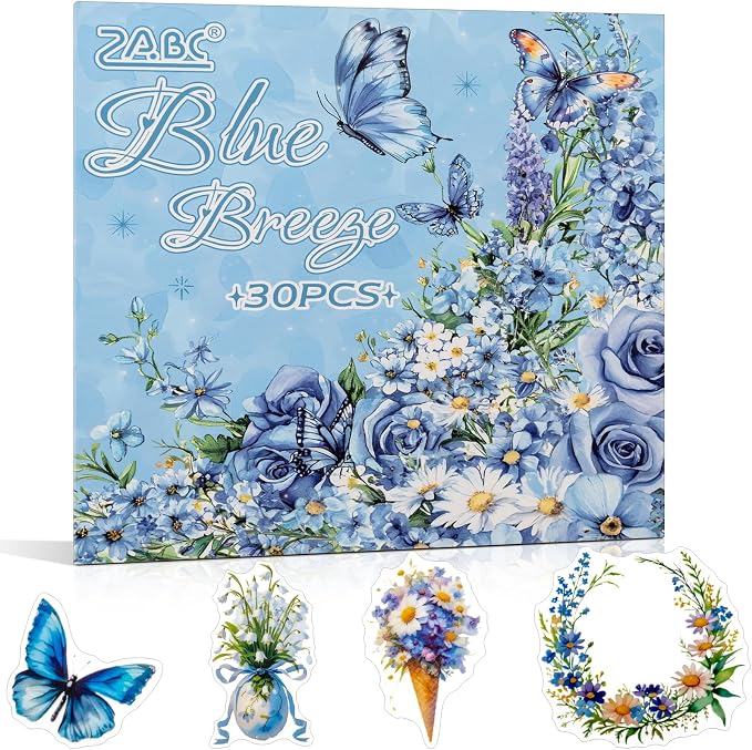 Blue Butterfly Garden Theme Sticker Scrapbooking Supplies by UIDEYVI