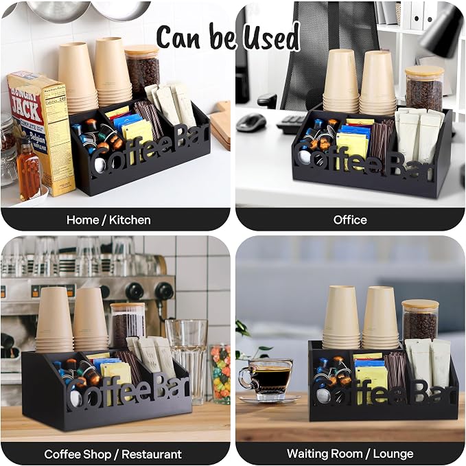 Coffee Bar Organizer Countertop, Wood Tea & Coffee Pod Station Caddy, Coffee - Image 7