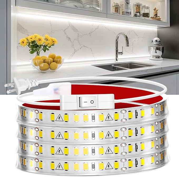 maylit Under Cabinet Strip Lighting Plug in 60in, Ultra Bright Small LED Light by maylit