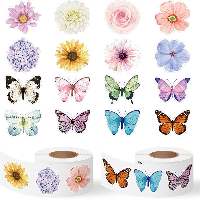 Haooryx Butterfly Flower Sticker Roll by Haooryx