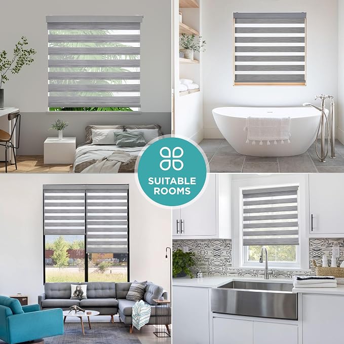 Joydeco No Drill Zebra Blinds for Windows, Cordless Day & Night Dual Sheer - Image 8