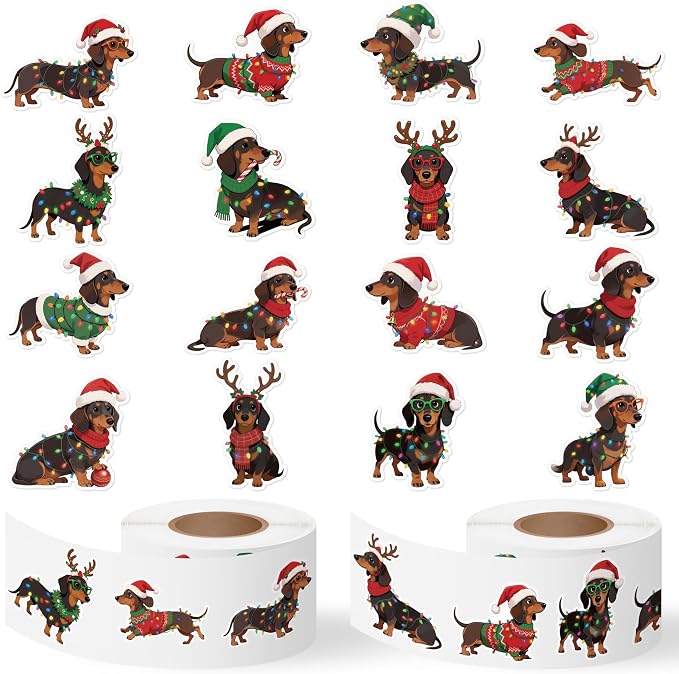 Haooryx Christmas Dachshund Sticker Roll by Haooryx