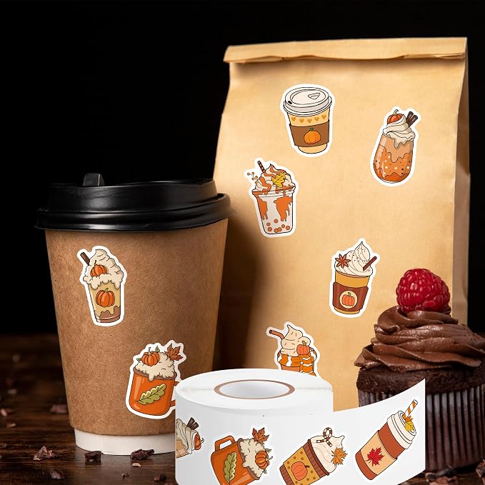 Haooryx Fall Coffee Sticker Roll - Image 7