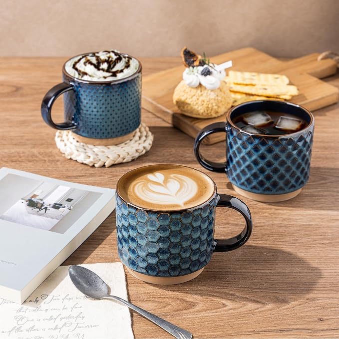 GBhome 12 OZ Stackable Coffee Mugs, Ceramic Coffee Mugs - Image 7