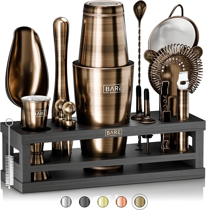 BARE BARREL® Mixology Bartender Kit Bar Set | 16-Piece Cocktail Shaker Set | by BareBarrel