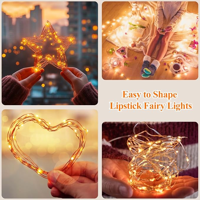 Lakumu 16FT Orange Fairy Lights, Rechargeable Battery Operated Mini LED String - Image 6