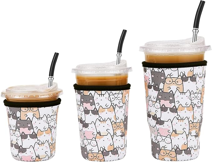 3 Pack Iced Coffee Sleeve Reusable by Cavllson