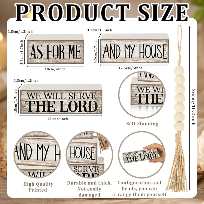 Yuntau 4 Pcs Farmhouse Christian Decor Farmhouse Bible Verse Tiered Tray Decor - Image 4