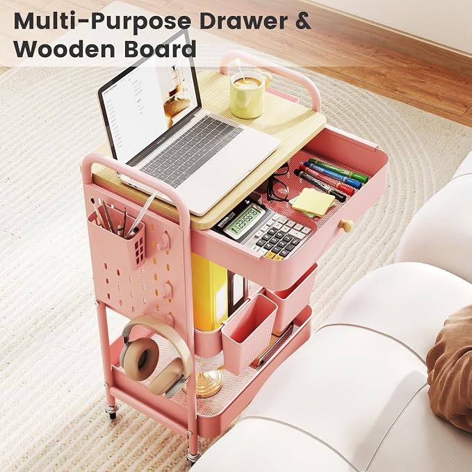 danpinera 3 Tier Rolling Cart, Metal Storage Cart - Image 5
