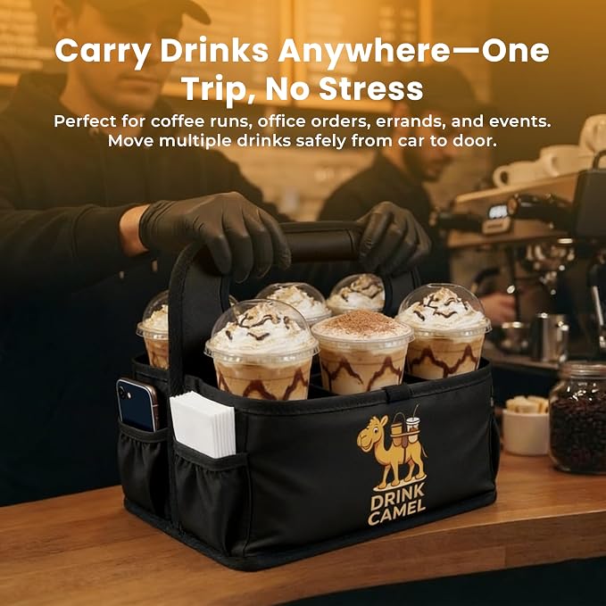 Reusable Drink Carrier with Handle – Durable No-Spill Insulated & Collapsible - Image 2