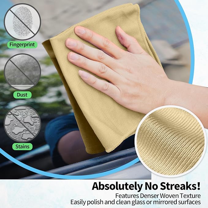Microfiber Cleaning Cloth, 12 Pack Window Glasses Cleaning Cloth, Reusable - Image 3