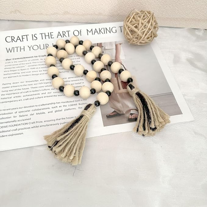 Farmhouse Wood Bead Garland - Image 3