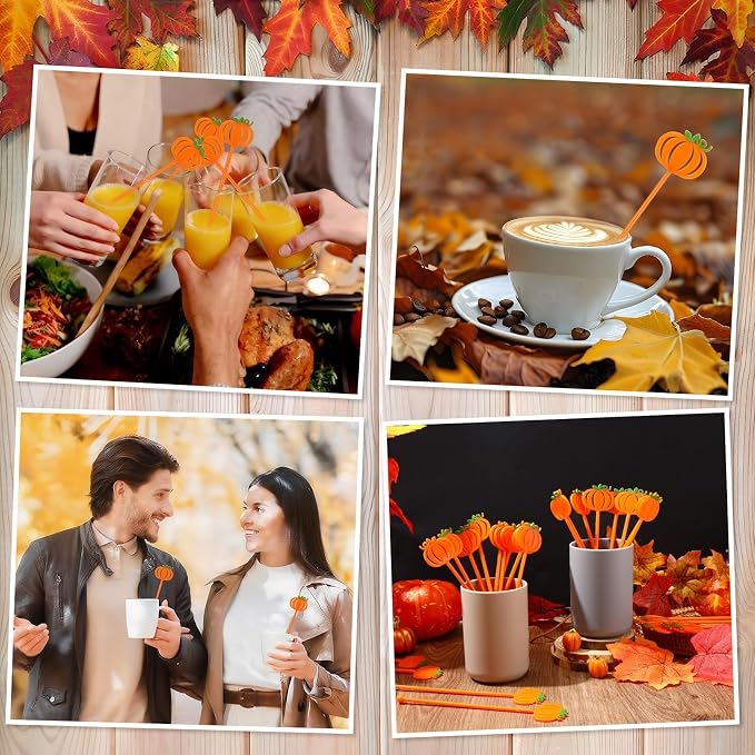 36Pcs Fall Coffee Stirrers, Cute Pumpkin Stir Sticks | Reusable Halloween Drink - Image 7