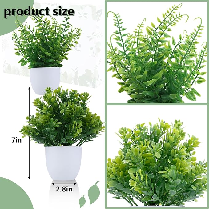 GREENTIME 2 Pack Small Fake Potted Plants - Image 2