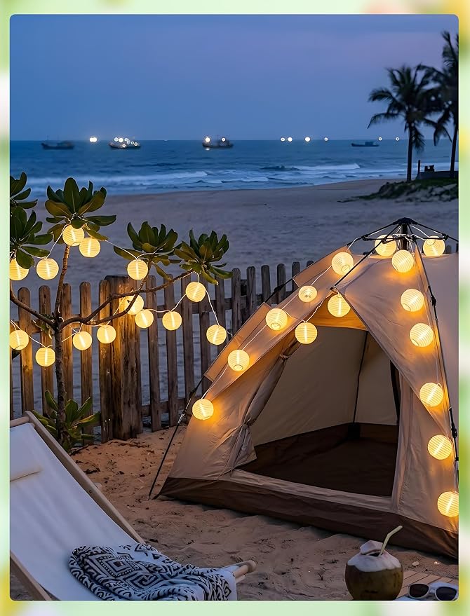 White Lantern String Lights Plug in, 8.5Ft Hanging Indoor Decorative String - Image 4