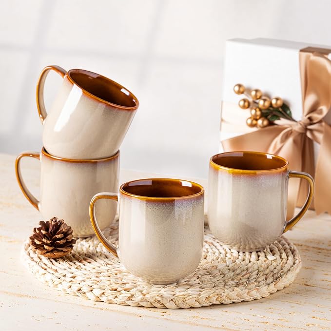 LERATIO 12OZ Ceramic Coffee Mugs Set of 6, Large Porcelain Coffee Cups - Image 5