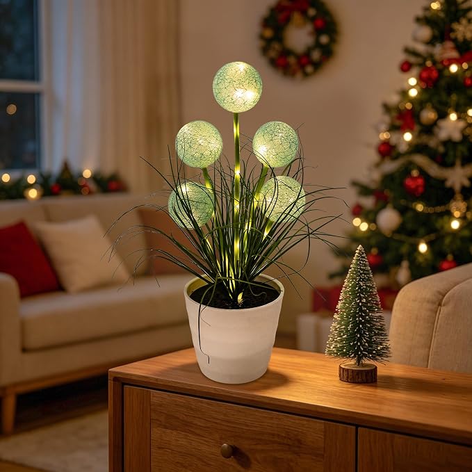 Artificial Green Spherical Grass LED Lamp, Night Light - Image 6