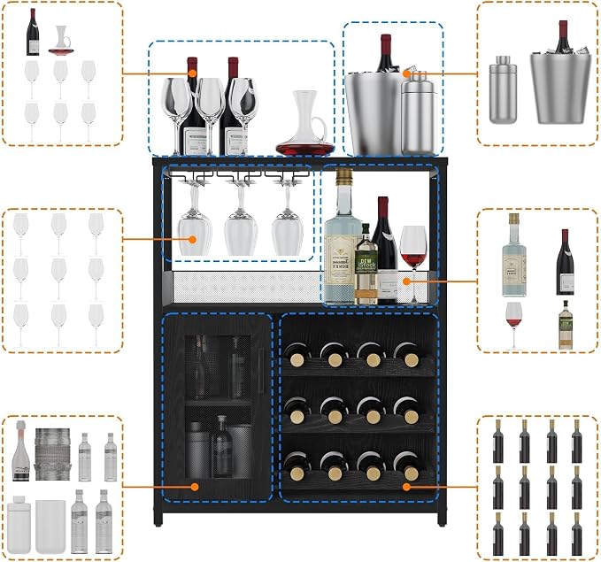 OUTLANE 3-Tier Wine Bar Cabinet - Image 6