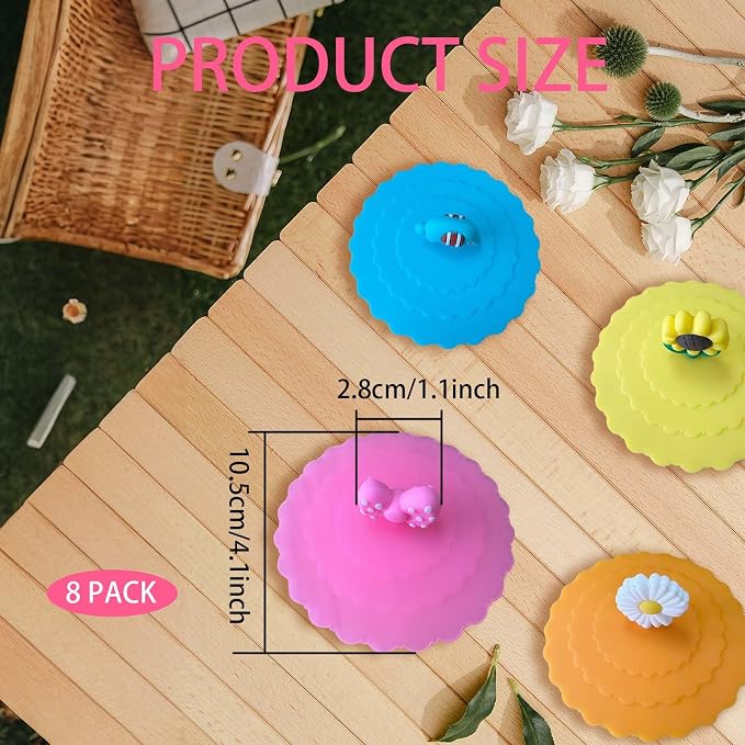 8 Pcs Silicone Cup Covers, Colorful Anti-Dust Coffee Cup Lid Covers - Image 2
