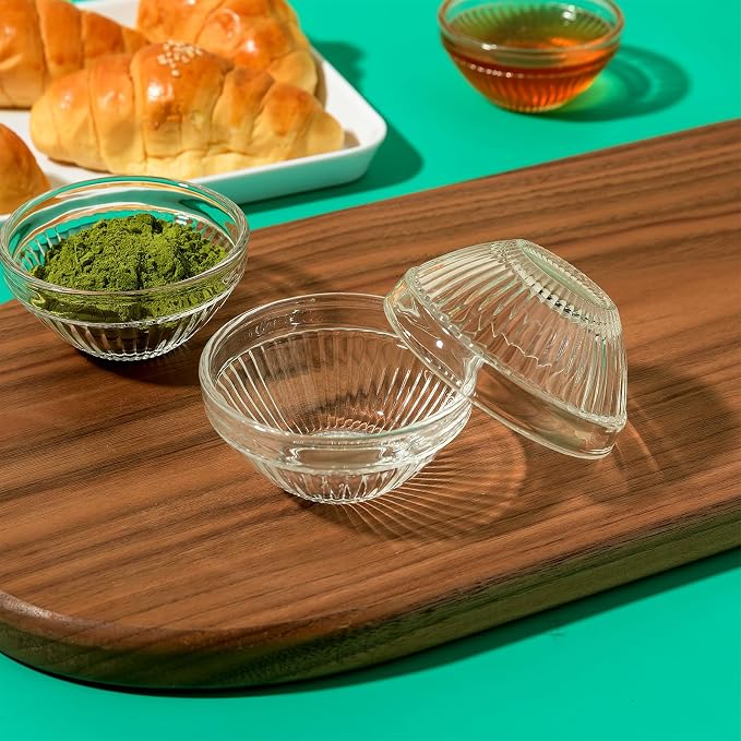 10 Set Mini Glass Prep Bowls, 2.5oz Ribbed Small Bowls Stackable Ingredient - Image 6