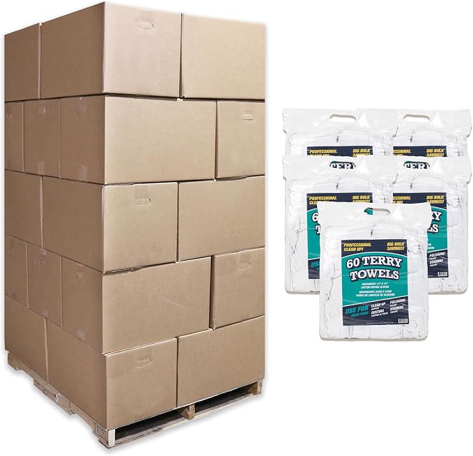Arkwright TT60 Terry Cloth Rags Bulk, Pallet of 7500, 100% Cotton Cleaning by Arkwright