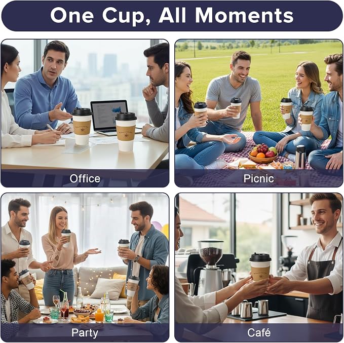 LITOPAK 100 Pack 16 oz Disposable Coffee Cups - Image 7