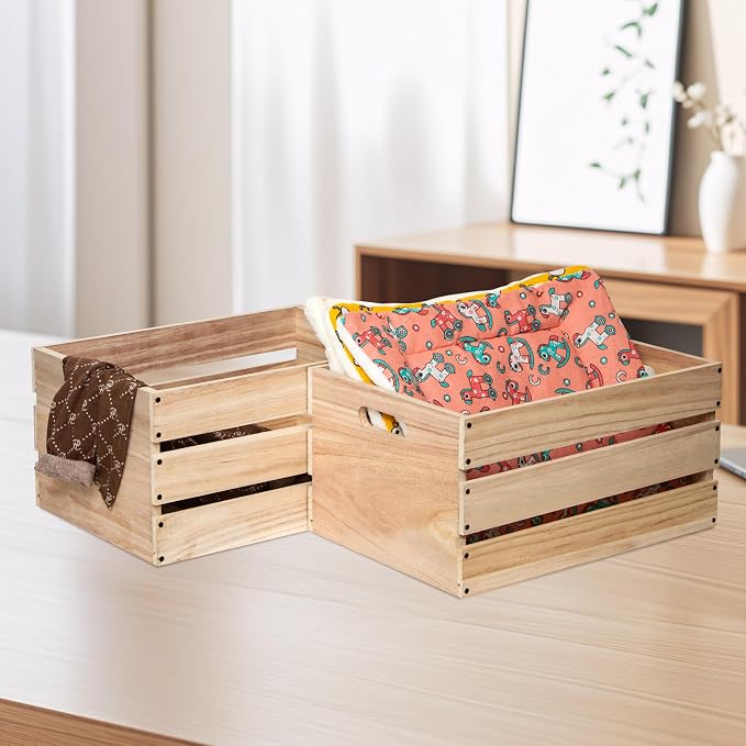 20" L Oversize Wooden Crates For Storage, Wood Milk Crates Of Farmhouse Log - Image 7