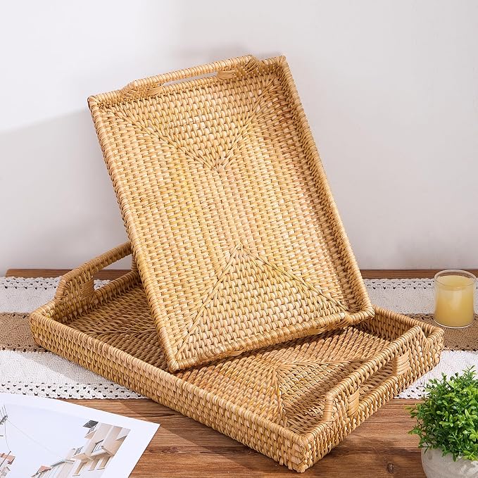 Rattan Rectangular Serving Tray - Image 5