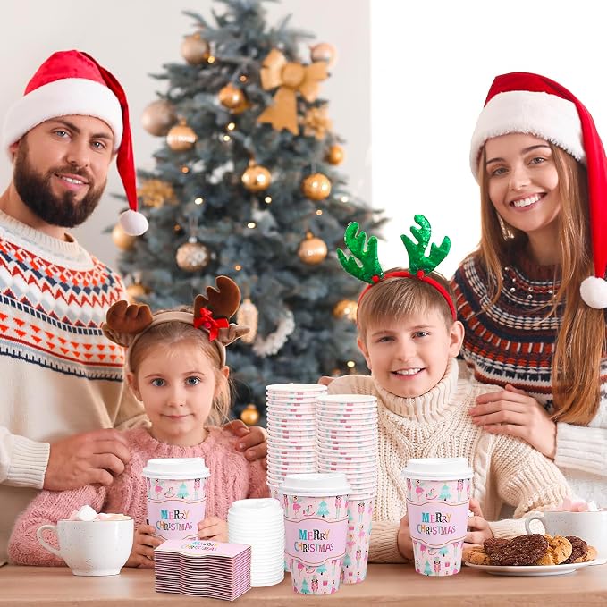 Whaline 50Pcs Merry Christmas Disposable Coffee Cups - Image 6
