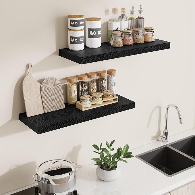 Dreamland 30 Inch Long Floating Shelves in White, 8 Inch Deep Floating Shelf - Image 2