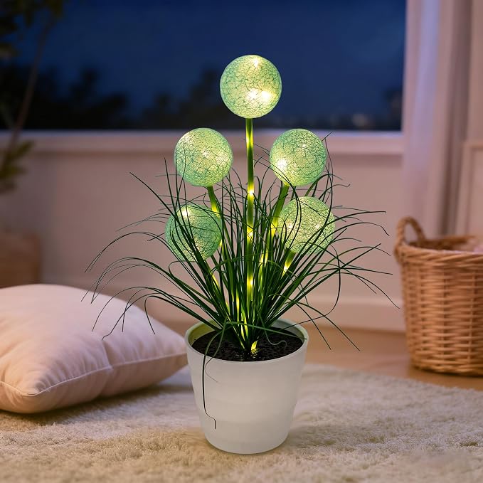 Artificial Green Spherical Grass LED Lamp, Night Light - Image 2