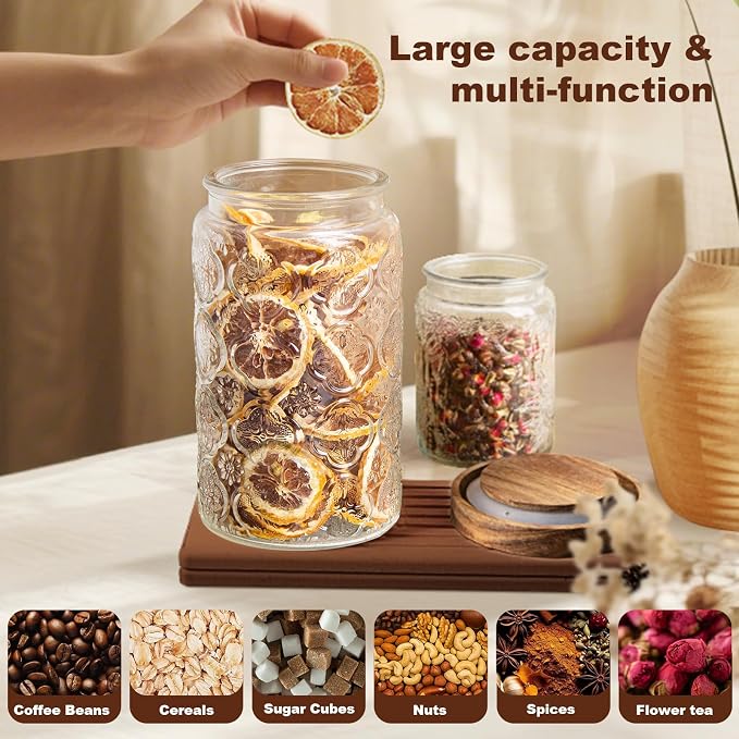 32Oz Glass Jar with Lid, Candy jar, Cute jar, Vintage Glass Storage Jar - Image 3