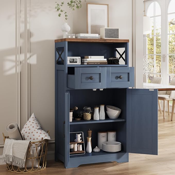 FiveWillowise Farmhouse Blue Storage Cabinet - Image 4