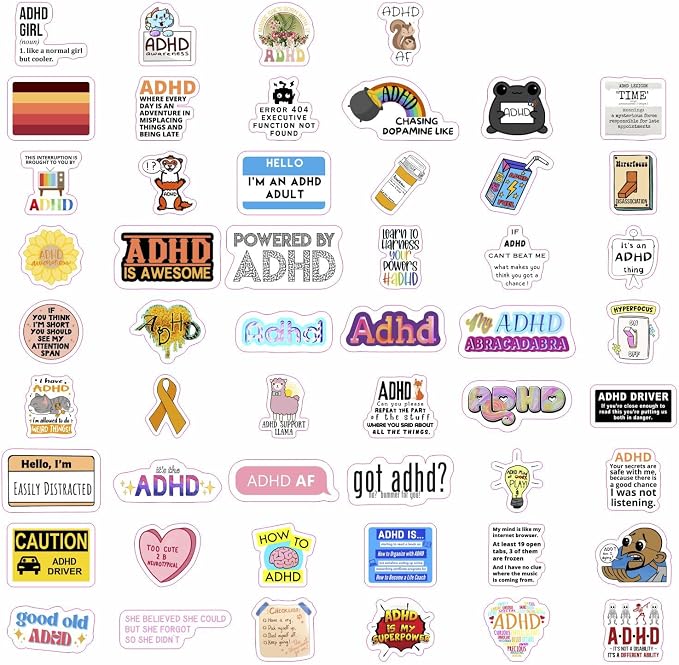 100Pcs Funny ADHD Stickers for Water Bottles, Laptops - Image 4