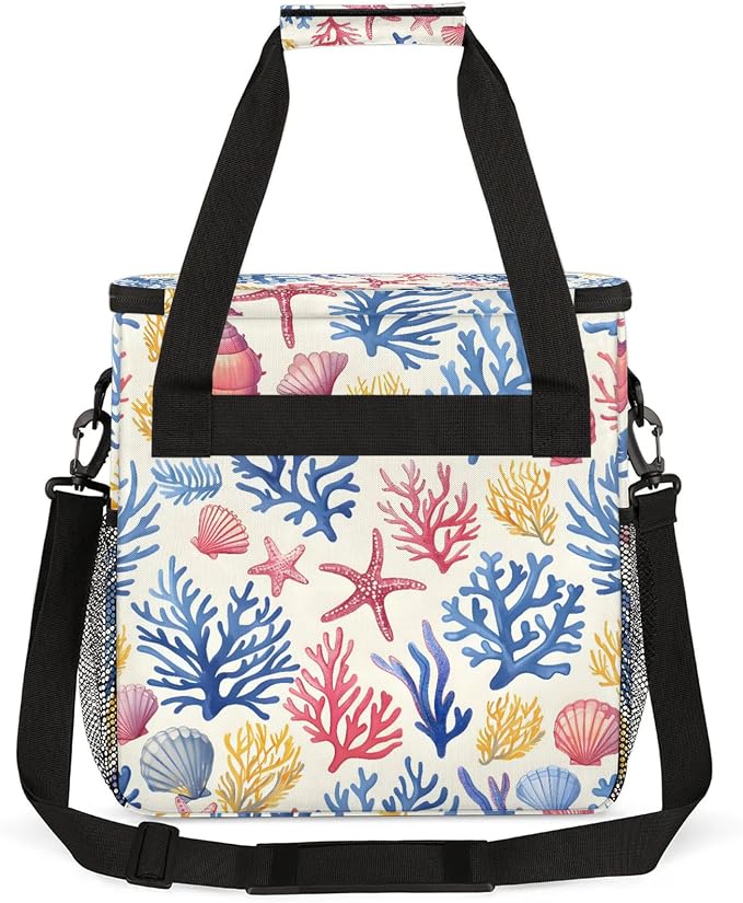 Coastal Starfish Seashell Coffee Maker Carring Bag, Large Insulated Storage - Image 5