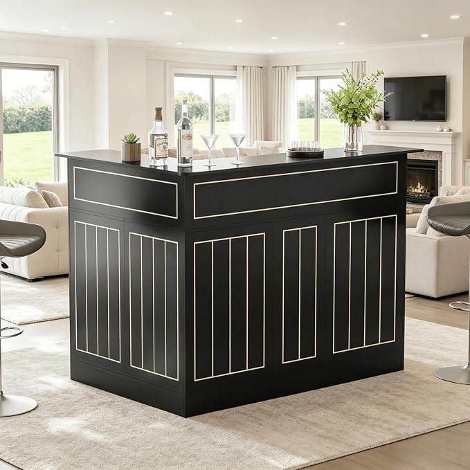 L Shaped Home Bar Unit, 4-Tier Corner Bar Cabinet by Lurinthal