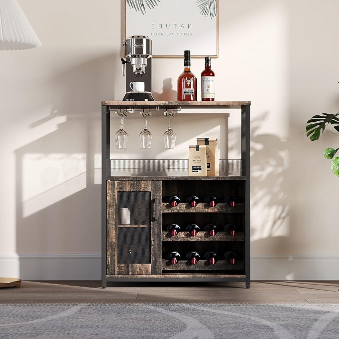 Jojoka LED Lighted 3-Tier Wine Bar Cabinet, Freestanding Sideboard Buffet - Image 8