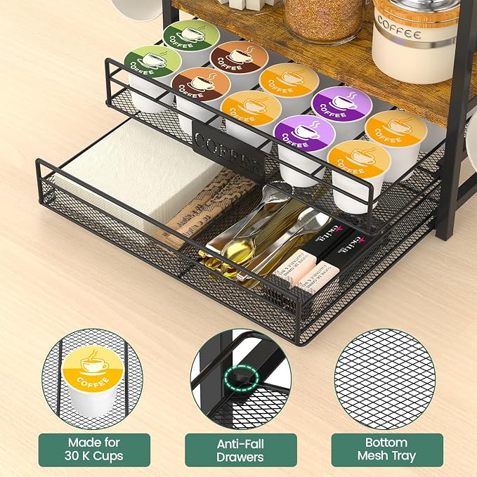 EsLuker.ly Coffee Bar Organizer Station Shelf Mug Holder - Image 3