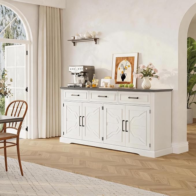 Garvee 66" Modern Farmhouse Sideboard Buffet Cabinet - Image 8