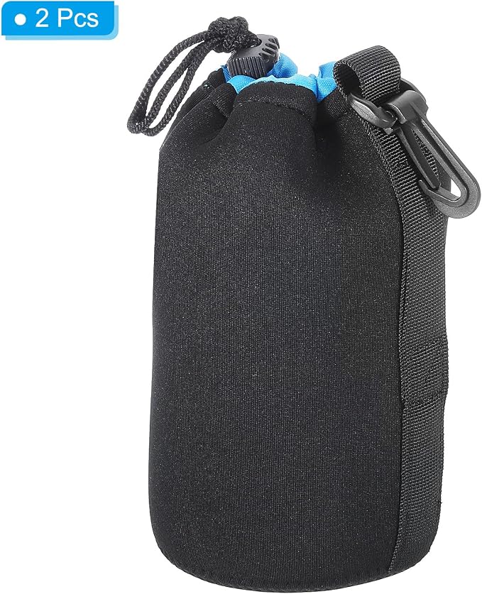 PATIKIL 2 Pcs 3.7" ID x 7.1" H Neoprene Drawstring Lens Pouch, Camera Lens Case - Image 3