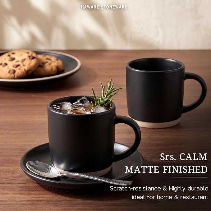 HaWare 13OZ Coffee Mugs Set of 4, Stoneware Coffee Cups, Ceramic Latte Mug - Image 6