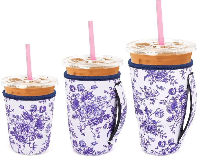 3 Pack Iced Coffee sleeve Insulated Neoprene Cup Sleeves by Snowso