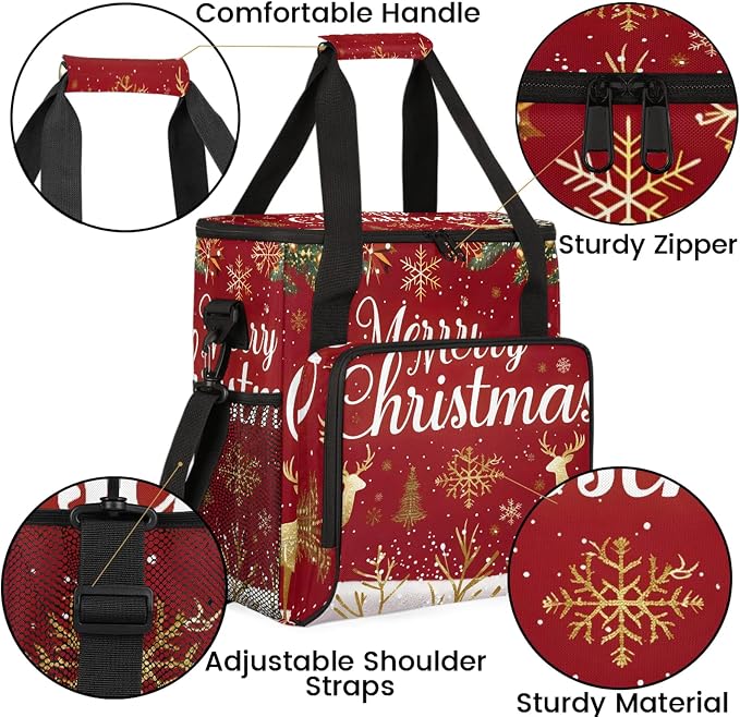 Christmas Themed Coffee Maker Carring Bag, Large Insulated Storage Organizer - Image 6