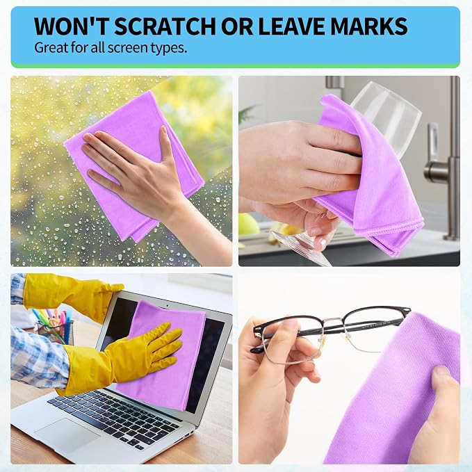 Microfiber Cleaning Cloth, 12 Pack Window Glasses Cleaning Cloth, Reusable - Image 8