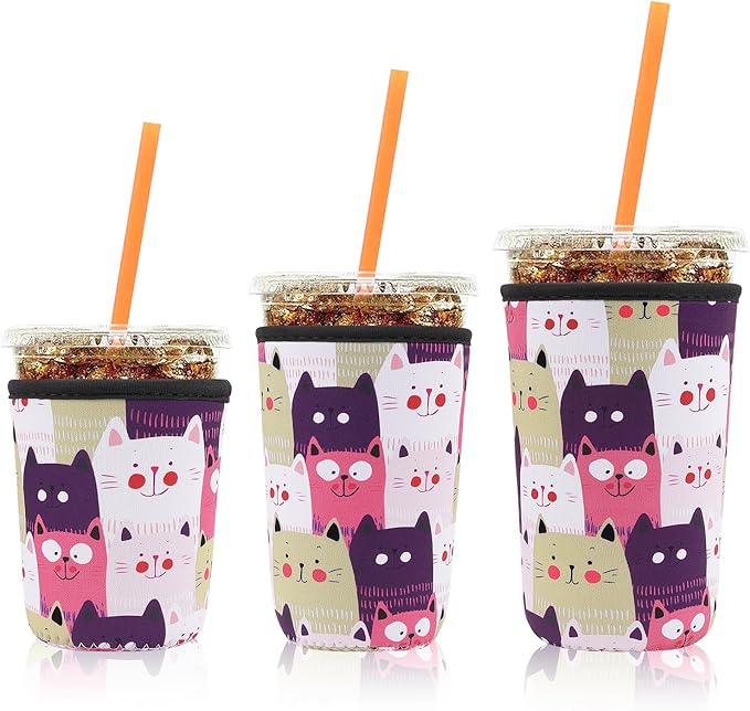 3 Pack Reusable Iced Coffee Protective Sleeves Cup Insulator Neoprene Coffee by DesingWish