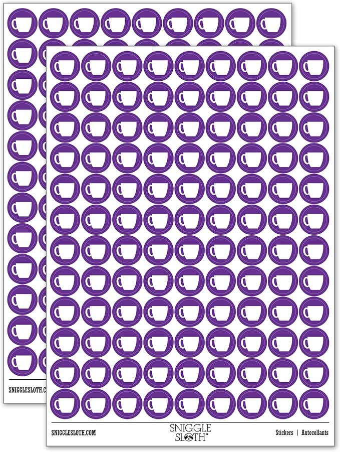 Coffee Mug Cup Solid 200+ Round Stickers by Sniggle+Sloth